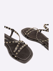 River Island Black Eyelet Strappy Flat Sandals - Image 5 of 6