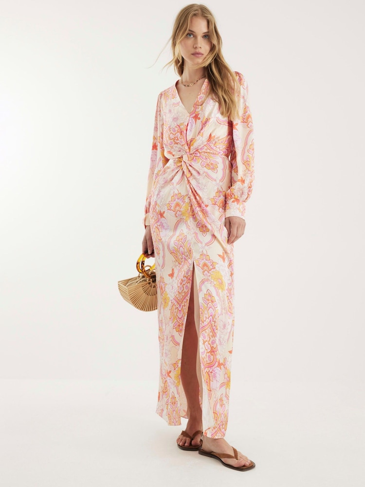 River Island Pink Twist Front Maxi Dress - Image 1 of 4 River Island Pink Twist Front Maxi Dress - Image 1 of 4