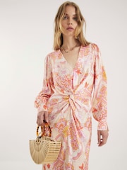 River Island Pink Twist Front Maxi Dress - Image 3 of 4