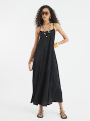 River Island Black Plisse Trim Maxi Dress - Image 1 of 4