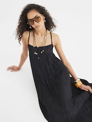 River Island Black Plisse Trim Maxi Dress - Image 3 of 4