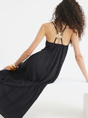 River Island Black Plisse Trim Maxi Dress - Image 4 of 4