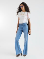 River Island Blue High Rise Relaxed Flare Jeans - Image 2 of 4