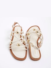 River Island Cream Beaded Strappy Sandals - Image 4 of 6