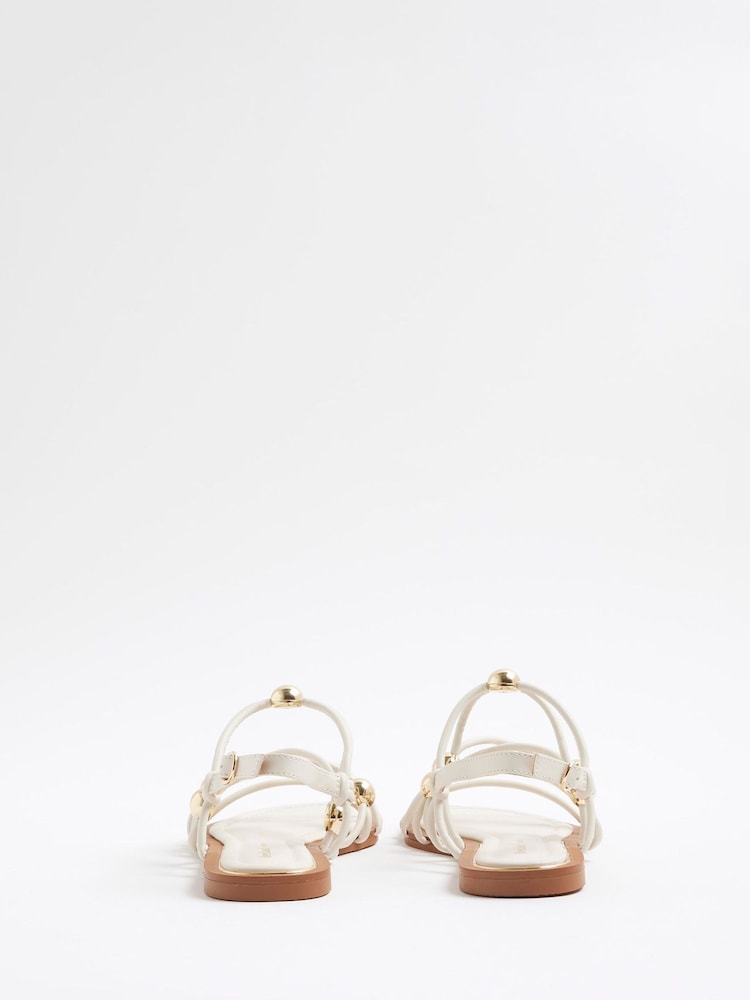 River Island Cream Beaded Strappy Sandals - Image 6 of 6