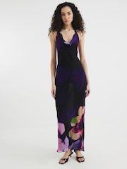 River Island Purple Halter Tie Maxi Dress - Image 1 of 4