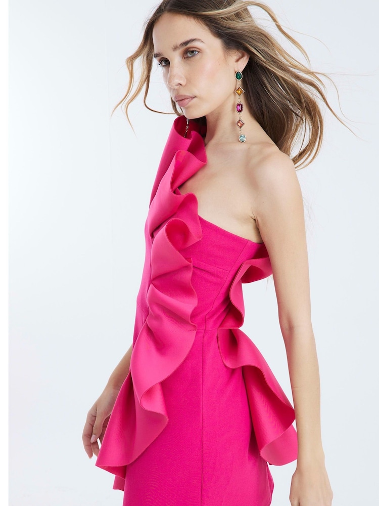 Розовый - River Island 3D Scuba Foam Mini Dress - Изображение 4 из 4