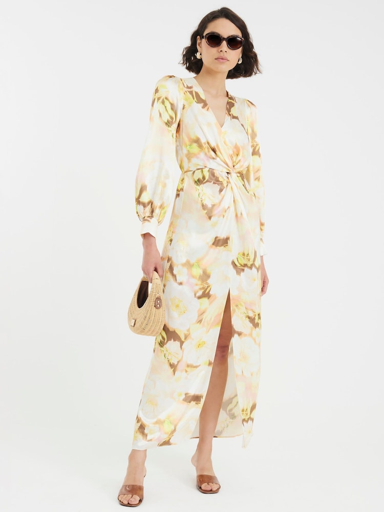River Island Cream Twist Front Maxi Dress - Image 1 of 4