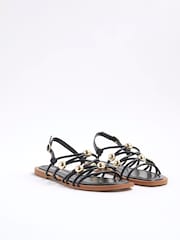 Preto - River Island Beaded Strappy Sandals - Imagem 2 de 5