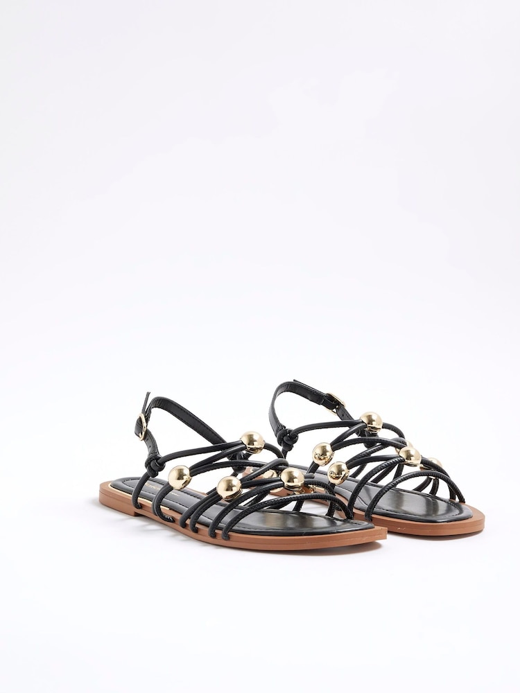 Preto - River Island Beaded Strappy Sandals - Imagem 2 de 5