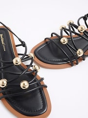 Preto - River Island Beaded Strappy Sandals - Imagem 3 de 5