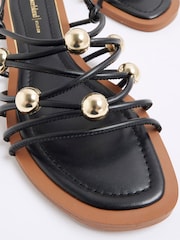 Preto - River Island Beaded Strappy Sandals - Imagem 4 de 5