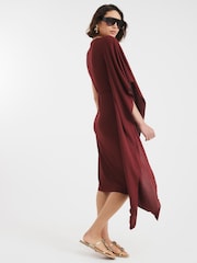 River Island Red Cape Rib Belted Midi Dress - Image 2 of 4