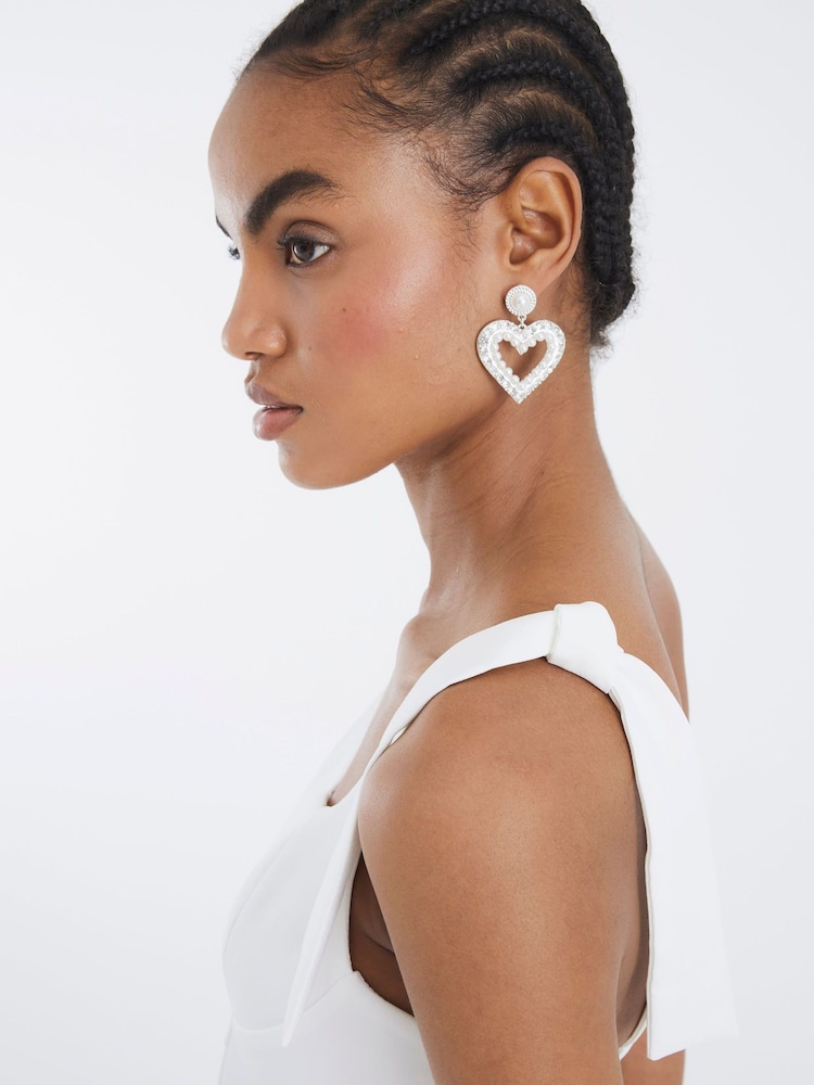 River Island White Bow Corset Midi Dress - Image 2 of 5 River Island White Bow Corset Midi Dress - Image 2 of 5