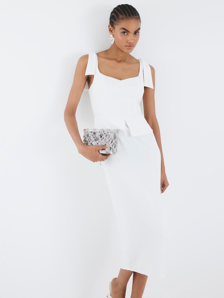 Buy River Island White Bow Corset Midi Dress from Next Gibraltar