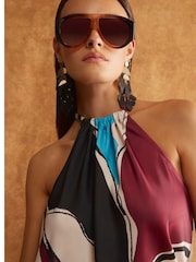 River Island Blue Satin Halter Neck Top - Image 4 of 4