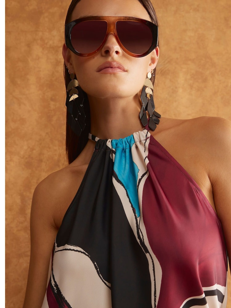 River Island Blue Satin Halter Neck Top - Image 4 of 4