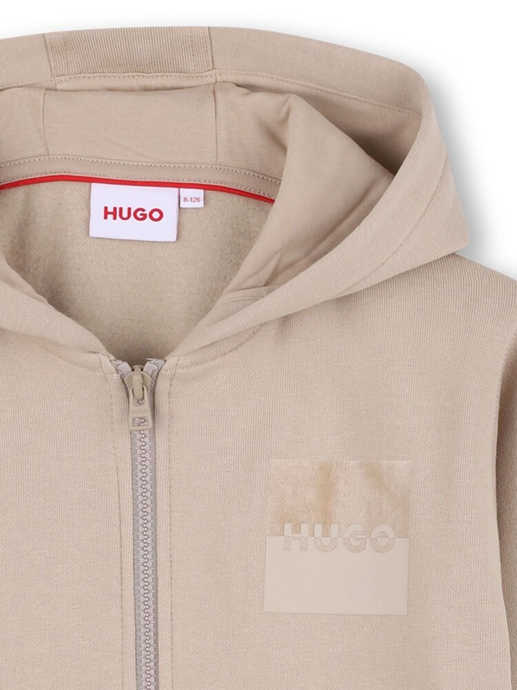 HUGO Natural Logo Zip Front Hoodie - Image 3 of 3 HUGO Natural Logo Zip Front Hoodie - Image 3 of 3