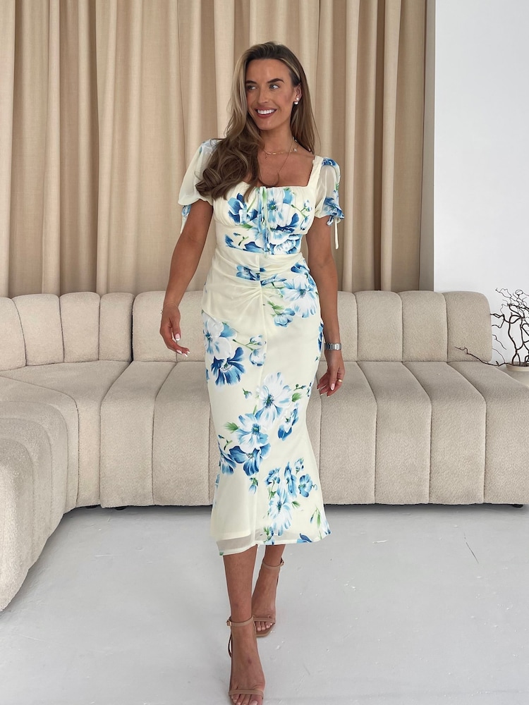 Amarillo - Girl In Mind Dove Ruched Detail Midi Dress - Imagen 2 de 6 Amarillo - Girl In Mind Dove Ruched Detail Midi Dress - Imagen 2 de 6