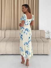Girl In Mind Yellow Dove Ruched Detail Midi Dress - Image 4 of 6
