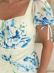 Girl In Mind Yellow Dove Ruched Detail Midi Dress - Image 6 of 6