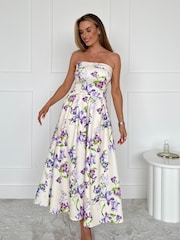 Girl In Mind Yellow Danni Strapless Bandeau Midi Dress - Image 1 of 6