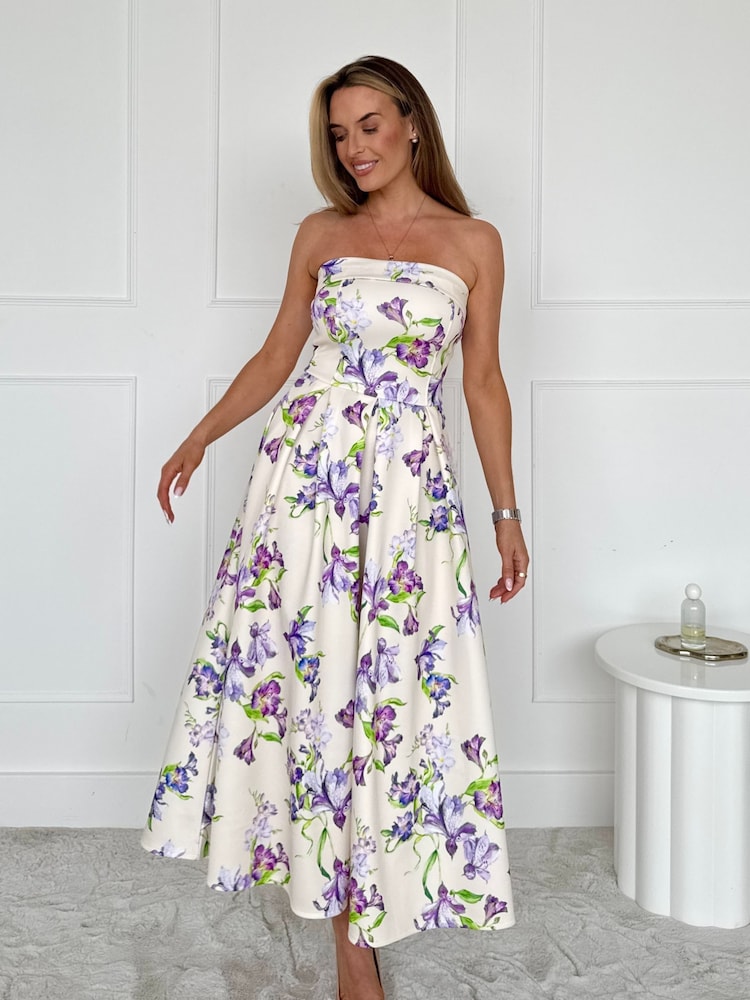Girl In Mind Yellow Danni Strapless Bandeau Midi Dress - Image 1 of 6