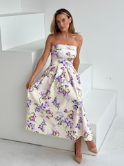 Girl In Mind Yellow Danni Strapless Bandeau Midi Dress - Image 5 of 6