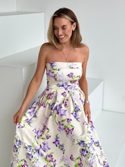 Girl In Mind Yellow Danni Strapless Bandeau Midi Dress - Image 6 of 6