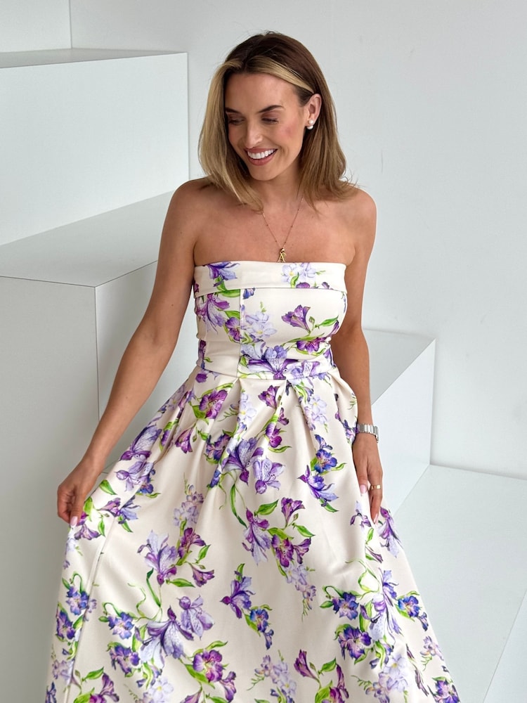 Girl In Mind Yellow Danni Strapless Bandeau Midi Dress - Image 6 of 6