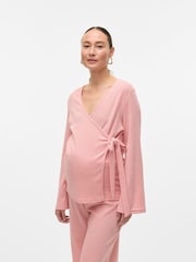 Mamalicious Pink Maternity Wrap Top With Nursing Function - Image 1 of 5