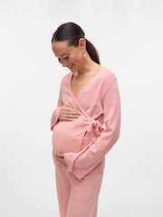 Mamalicious Pink Maternity Wrap Top With Nursing Function - Image 2 of 5
