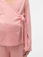Mamalicious Pink Maternity Wrap Top With Nursing Function - Image 5 of 5