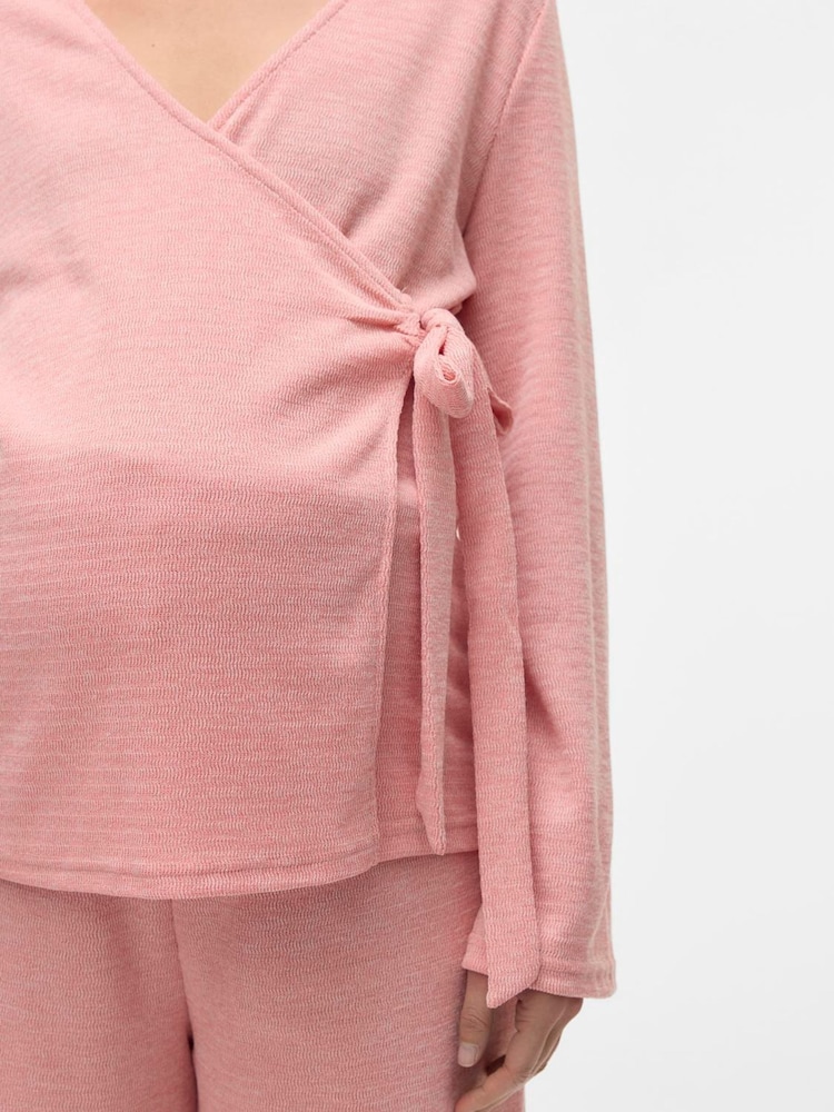 Mamalicious Pink Maternity Wrap Top With Nursing Function - Image 5 of 5