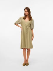 Mamalicious Green Maternity Broderie Sleeve Dress With Nursing Function - Image 4 of 5
