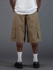 Religion Green Cargo Jort Herringbone 100% Cotton Shorts - Image 2 of 6