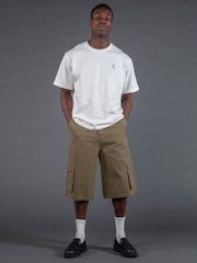Religion Green Cargo Jort Herringbone 100% Cotton Shorts - Image 5 of 6