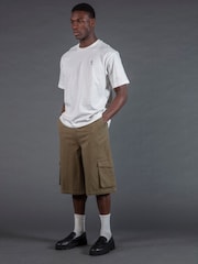 Religion Green Cargo Jort Herringbone 100% Cotton Shorts - Image 6 of 6