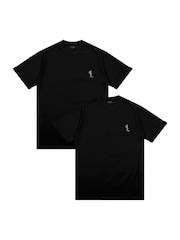Religion Black Essential Cuff 100% Cotton T-Shirts 2 Pack - Image 1 of 3