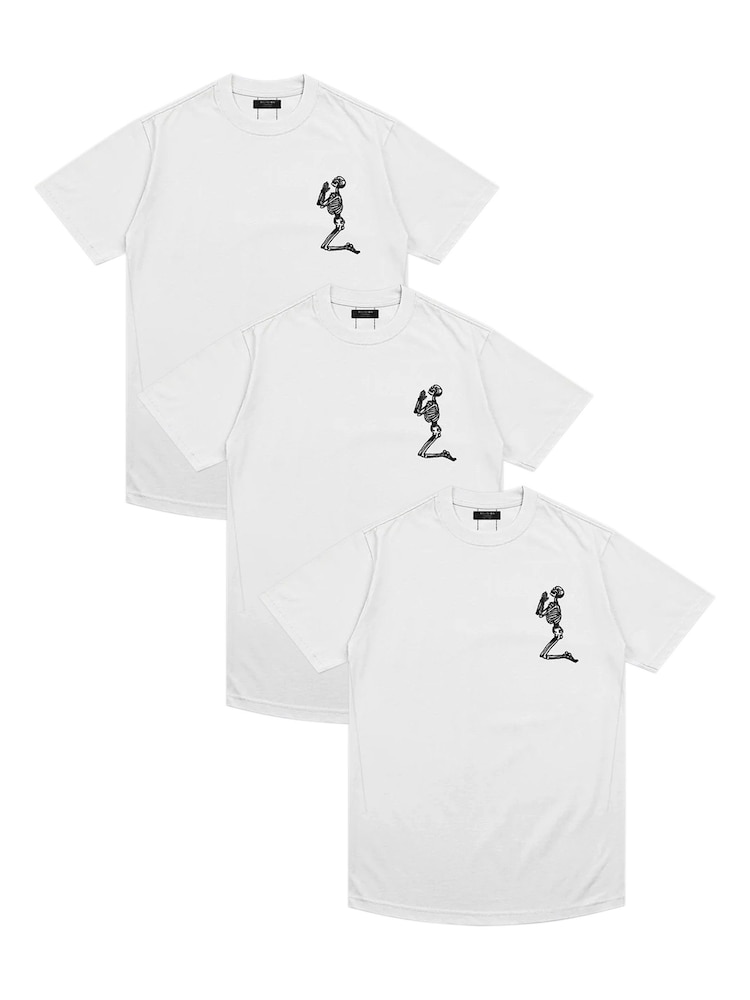 Religion White 100% Cotton. Essential Crew Neck T-Shirts 3 Pack - Image 1 of 4
