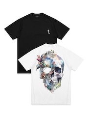 Religion White Birds Wing Skull & Classic Core 100% Cotton T-Shirts 2 Pack - Image 1 of 6