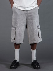 Серый - Religion Cargo Jort Herringbone 100% Cotton Shorts - Изображение 1 из 5