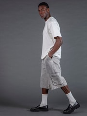 Серый - Religion Cargo Jort Herringbone 100% Cotton Shorts - Изображение 5 из 5
