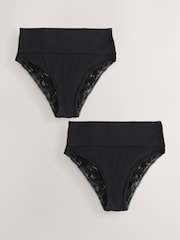 Noir - Ultimate Comfort Lace Trim Modal Knickers 2 Pack - Image 8 de 11