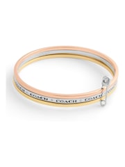 COACH Gold Tone Signature Safety Pin Bangle - Image 1 of 3