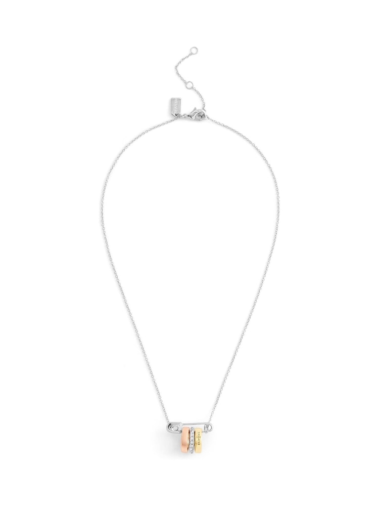 COACH Gold Tone Signature Safety Pin Rondelle Pendant Necklace - Image 1 of 4