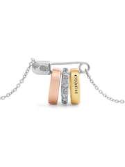 COACH Gold Tone Signature Safety Pin Rondelle Pendant Necklace - Image 3 of 4