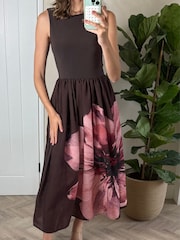 Style Cheat Brown Rhoda 2-in-1 Jersey Mix Dress - Image 3 of 4