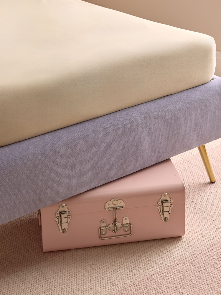 Fine Chenille Lilac Purple Bow Single Bed Frame - Image 9 of 9 Fine Chenille Lilac Purple Bow Single Bed Frame - Image 9 of 9
