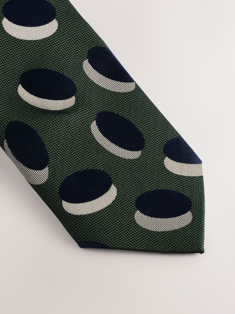 Green Retro Patterned Tie - Image 2 of 5 Green Retro Patterned Tie - Image 2 of 5
